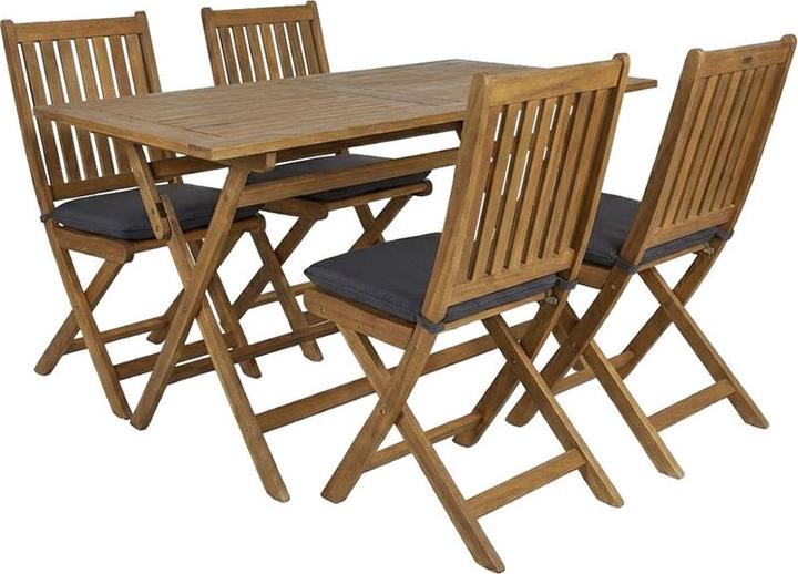 Produktbild Contini Gartentischset 140x80cm mit 4 Stühlen Eucalyptus (80 x 140 x 74 cm)