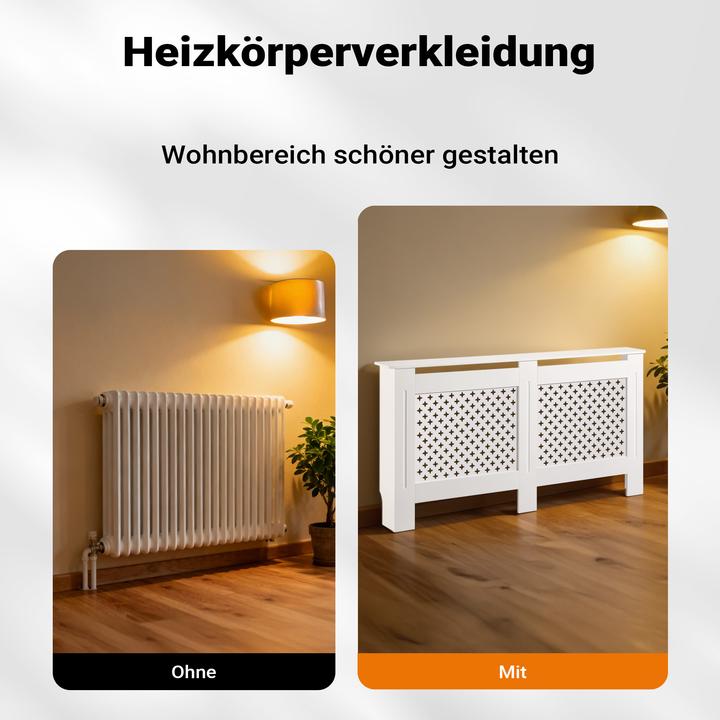 Produktbild Wiltec Toboli Heizkörperverkleidung weiss 152x19x82cm Heizkörperabdeckung MDF Heizkörper