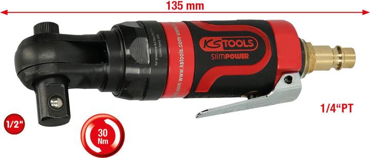 Productafbeelding KS Tools SlimPOWER mini luchtratel, max. 6,3 bar (90 psi), 1/2". (1/2")