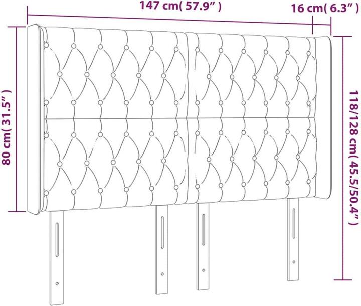 Produktbild vidaXL Kopfteil (147 x 16 x 128 cm)
