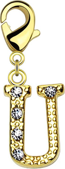Produktbild Star Piercing Anhänger 14k vergoldet mit Kristall Buchstabe U (Messing)