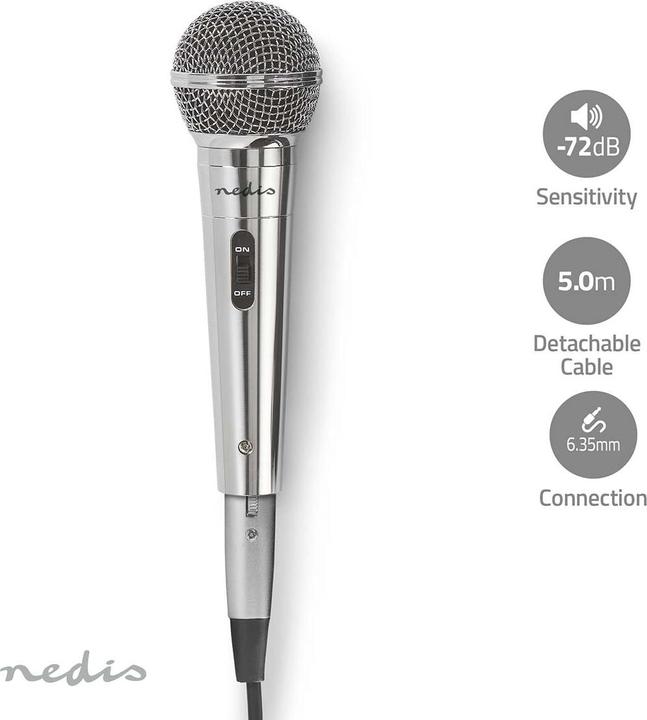 Produktbild Nedis MPWD45GY Kabelgebundenes Mikrofon Empfindlichkeit -72 dB +/-3 dB 60 Hz - 14 kHz 5,0 m