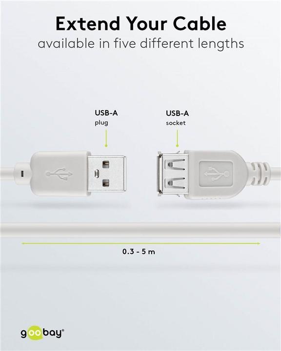 Image du produit Goobay USB 2.0 Verlängerungskabel (0.60 m, USB 2.0)