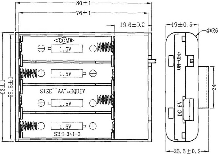 Produktbild Velleman Batteriehalter 4x Mignon (AA) (L x B x H) 60 x 20 x 80 mm 720429