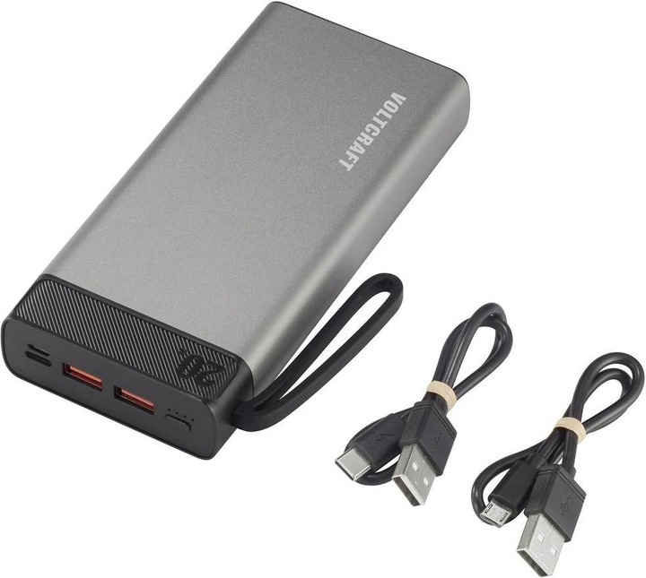 Actual product image Voltcraft PB-20-PD3.0 Powerbank 20000 mAh Power Delivery LiPo Grey-Black (20000 mAh, 74 Wh)
