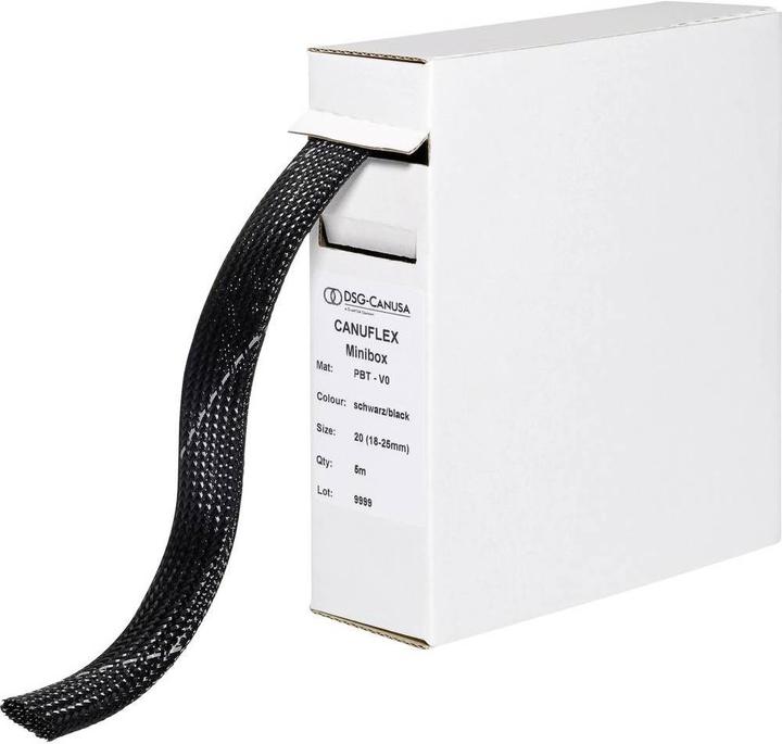 Immagine prodotto DSG Canusa 8694015951 Guaina intrecciata in poliestere nero da 15 a 27 mm 10 m (Tubo cavi, 1000 cm)