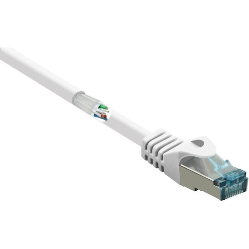 Renkforce RF-5047450 RJ45 Netzwerkkabel, Patchkabel CAT 6a S/FTP 2.00 m Weiss Flammwidrig 1 St. (S/FTP, CAT6a, 2 m), Net...