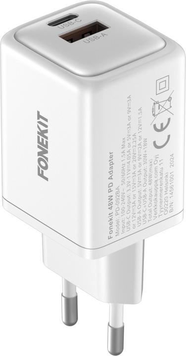 Produktbild FoneKit GaN PD 48W Charger, USB-C + USB-A, white (48 W, 2 Ports)