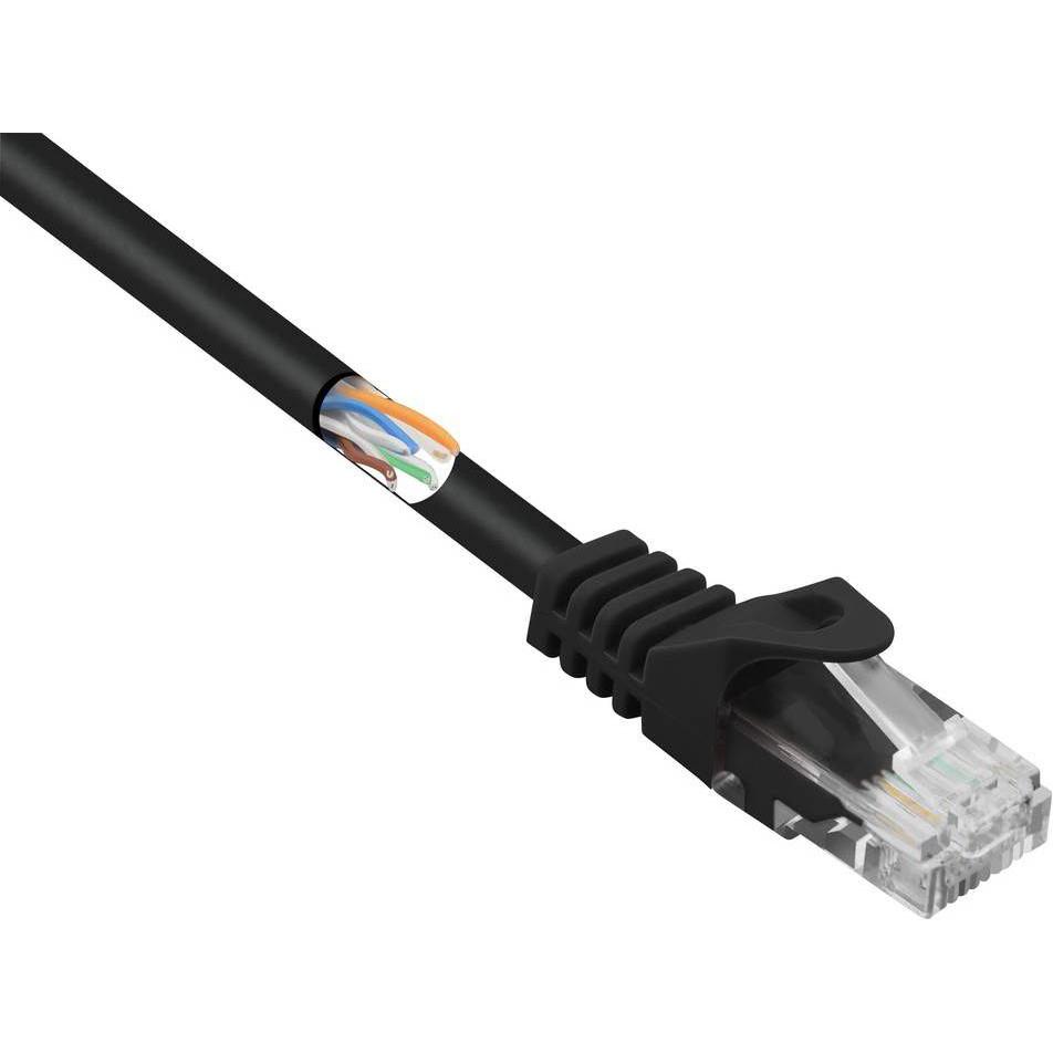 Renkforce RF-5044018 RJ45 Netzwerkkabel Patchkabel CAT 5e U/UTP 3.00 m Schwarz mit (U/UTP, CAT5e, 3 m), Netzwerkkabel