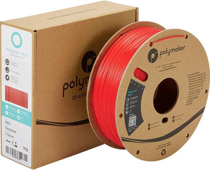 Produktbild Polymaker PA02019 PolyLite Filament PLA 2.85 mm 1000 g Rot 1 St. (PLA, 2.85 mm, 1000 g, Rot)