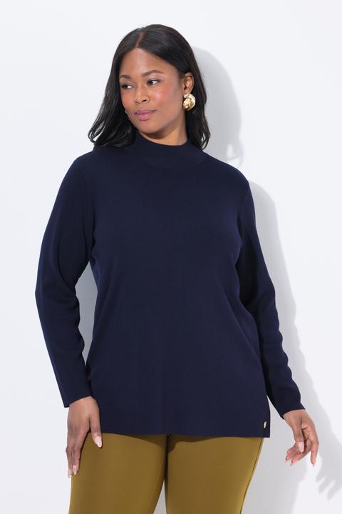 Produktbild Ulla Popken Pullover, Ripp-Stehkragen, Langarm, Feinstrick (58)