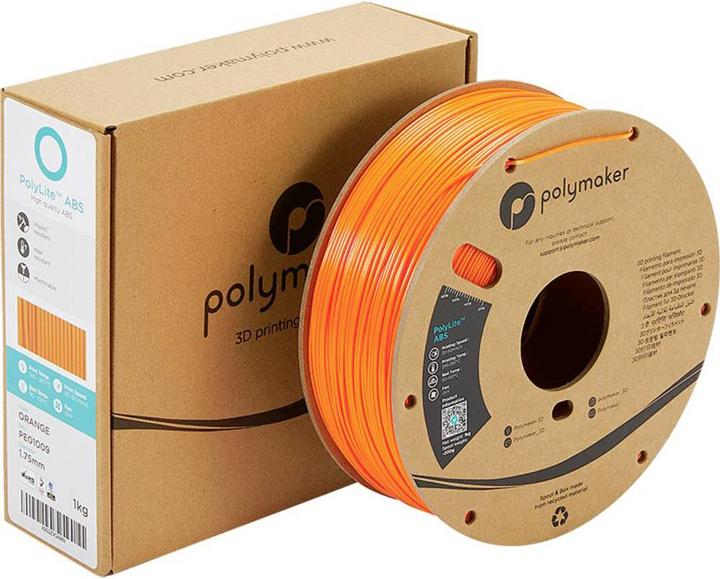 Produktbild Polymaker PE01009 PolyLite Filament ABS geruchsarm 1.75 mm 1000 g Orange 1 St. (ABS, 1.75 mm, 1000 g, Orange)