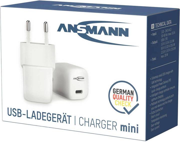 Image du produit Ansmann Chargeur USB HC120PD-mini 3A/20W/1 port (20 W, 1 portion)