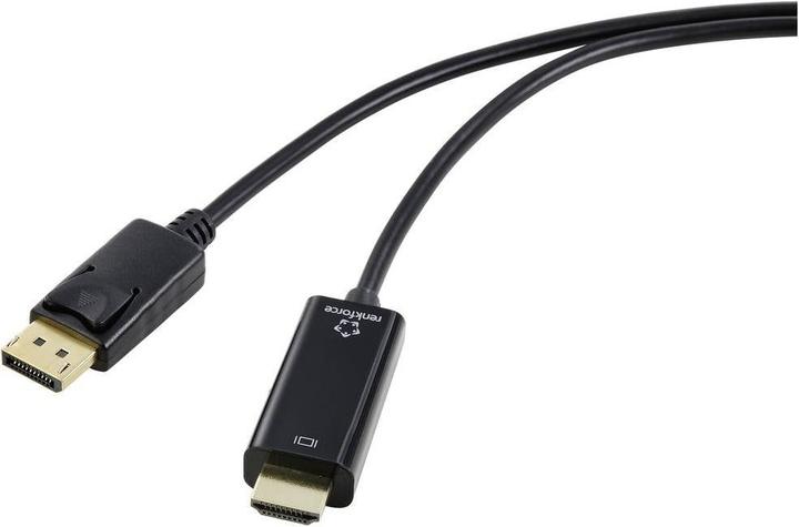 Actual product image Renkforce HDMI Connection Cable DisplayPort Plug 5.00 m Black RF-5179192 PVC Jacket (5 m, DisplayPort, HDMI, 1.1)
