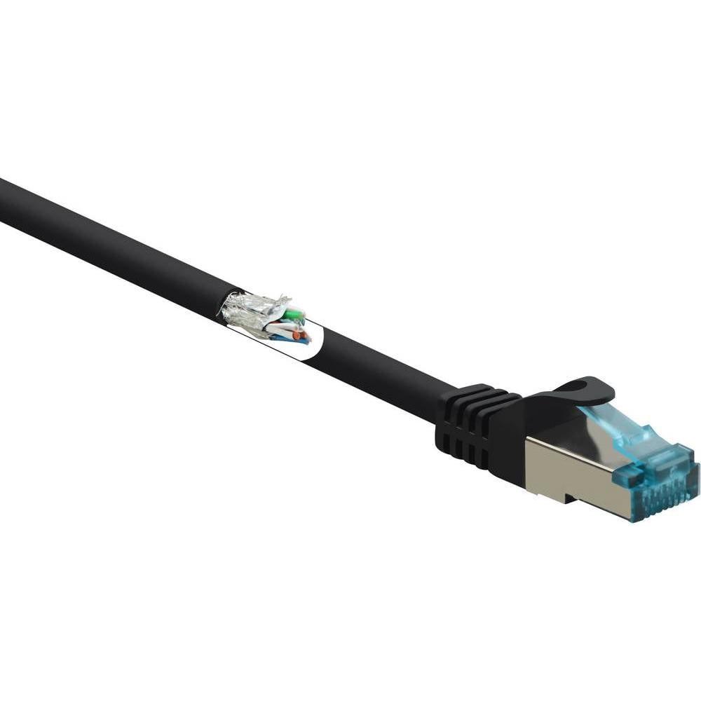Renkforce RF-5044042 RJ45 Netzwerkkabel, Patchkabel CAT 6a S/FTP 1.00 m Schwarz (S/FTP, CAT6a, 1 m), Netzwerkkabel