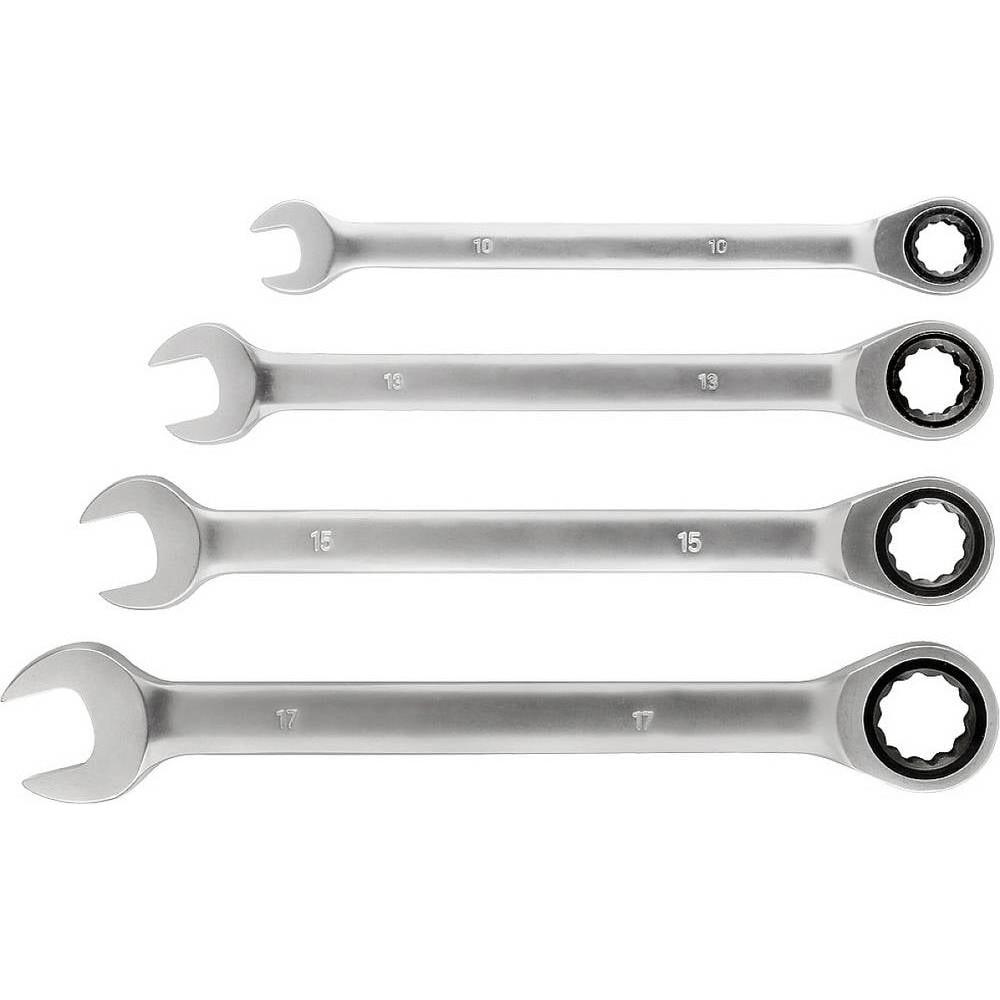 kwb, Schraubenschlüssel, 460490 Doppel-Ratschenringschlüssel 4teilig 10 - 17 mm (10 mm, 15 mm, 17 mm, 13 mm)