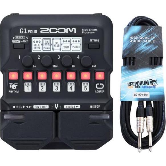 Zoom G1 FOUR Multi-Effektgerät mit Klinkenkabel, Effektpedal