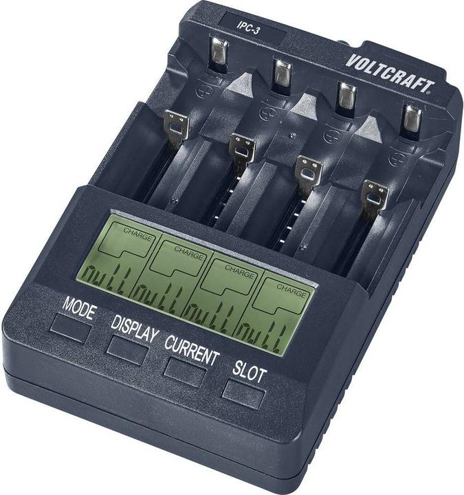 Actual product image Voltcraft IPC-3 + HR03 SE + HR6 SE Round cell charger LiIon, NiCd, NiMH 10440, 14500, 16340, 16650, 17355 (1 pcs., 10440, 14500, 16340, 16650, 17355, 17500, 17670, 18490, 18500, 18650, 22650, 26500, 26650, A, AA, AAA, RCR123A, Sub-C, Battery + charger)