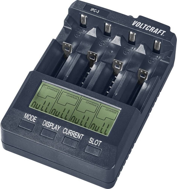 Actual product image Voltcraft IPC-3 + HR03 SE + HR6 SE Round cell charger LiIon, NiCd, NiMH 10440, 14500, 16340, 16650, 17355 (1 pcs., 10440, 14500, 16340, 16650, 17355, 17500, 17670, 18490, 18500, 18650, 22650, 26500, 26650, A, Sub-C, RCR123A, AA, AAA, 2750 mAh, Battery + charger)