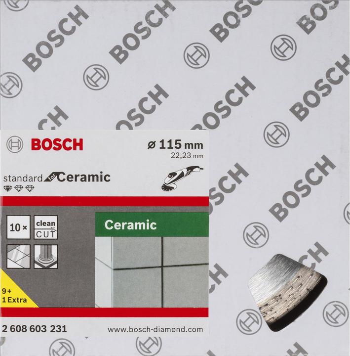 Image du produit Bosch Professional Zubehör Disques à tronçonner diamantés Standard for Ceramic, 115 x 22,23 x 1,6 x 7 mm, paquet de 10