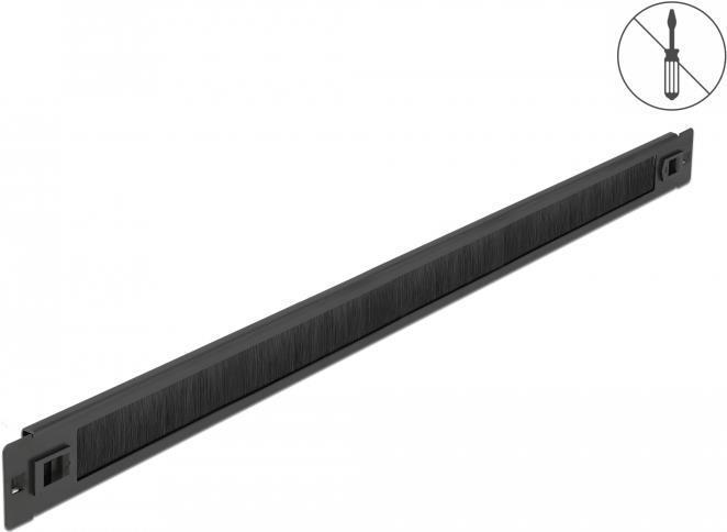 Produktbild Delock Kabelabdeckung mit Bürsten - Rack montierbar - Schwarz - 1U - 48.3 cm (19")