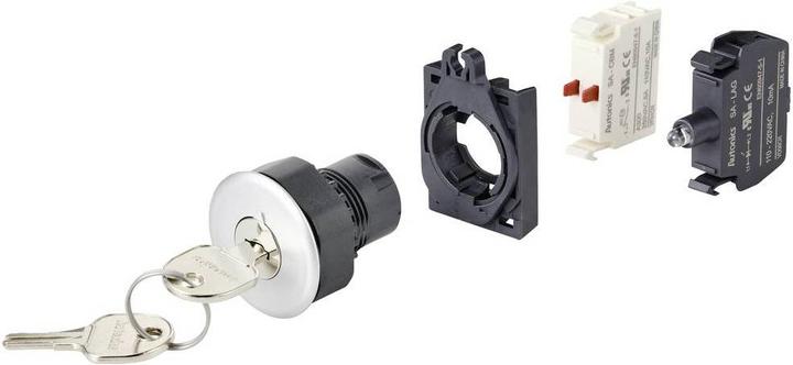 Actual product image Tru Components S3KF-2DS Key switch front element key silver 1 x 90° 1 pc.