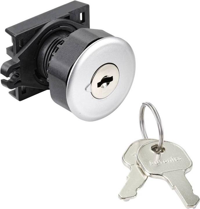 Produktbild Tru Components S3KF-2FS Schlüsselschalter-Frontelement Schlüssel Silber 1 x 90° 1 St.