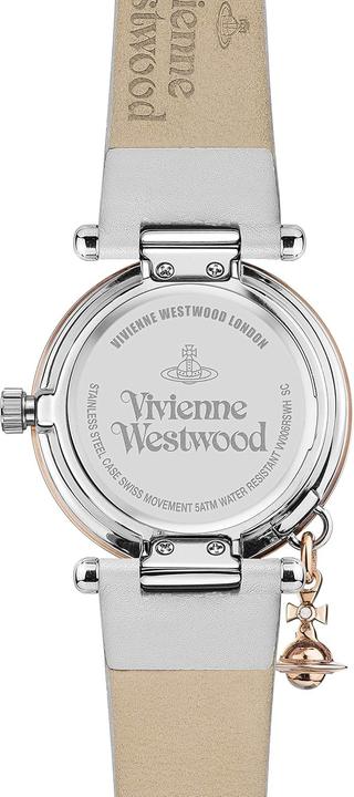 Actual product image Vivienne Westwood Orb Pastelle Ladies Quartz Watch with Silver Dial and White Leather Strap (32 mm)