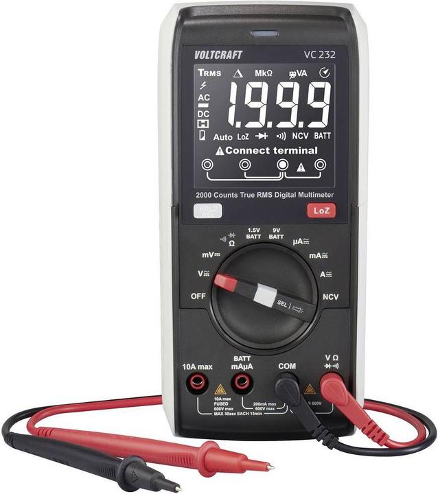 Actual product image Voltcraft VC232 Hand-held multimeter digital CAT III 600 V Display (counts): 2000 (CAT III 600V)