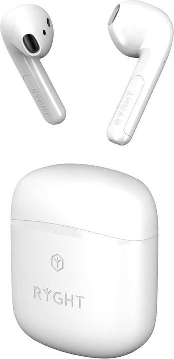 Ryght WAYS2 Oreillette stéréo Bluetooth® blanche Indicateur de charge de la batterie, oreillette, étui de (25 h, Sans fil)
