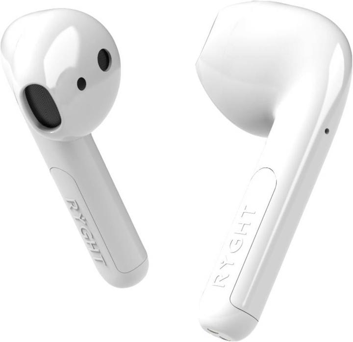Image du produit Ryght WAYS2 Oreillette stéréo Bluetooth® blanche Indicateur de charge de la batterie, oreillette, étui de (25 h, Sans fil)