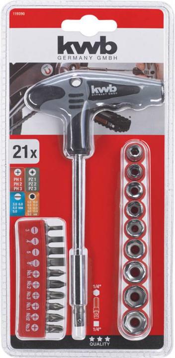 Actual product image kwb 119390 Bit set 21 pieces incl. bit holder screwdriver (2, 3, 4, 5, 6, PH No. 1, 8 mm)