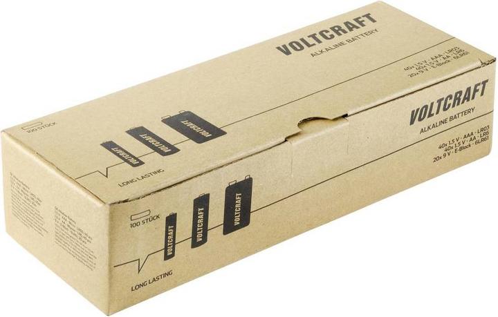 Produktbild Voltcraft Alkaline Battery (100 Stk., AAA, AA, 9V Block, 3000 mAh)