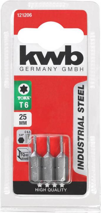 Actual product image kwb 121206 Hexagon bit T 6 steel 3 pcs. (T 6)