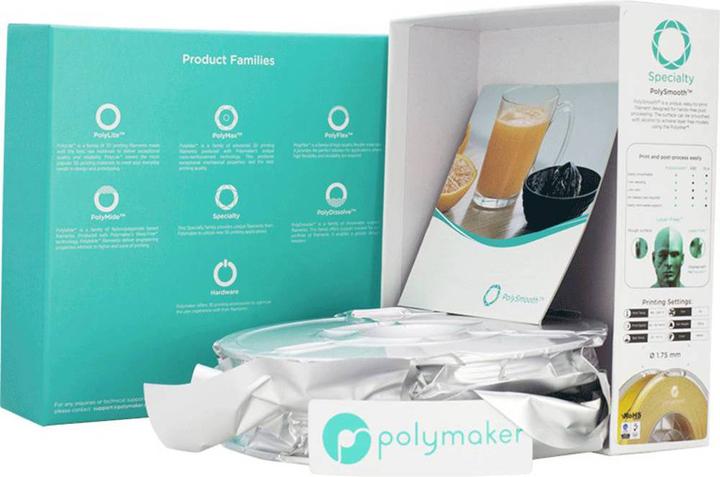 Actual product image Polymaker PJ01007 PolySmooth Filament polishable 1.75 mm 750 g Yellow 1 pc. (PVB, 1.75 mm, 750 g, Yellow)