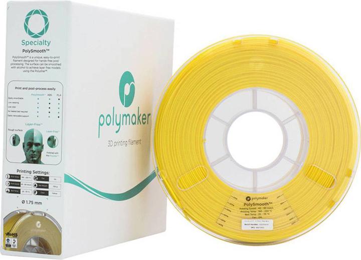 Actual product image Polymaker PJ01007 PolySmooth Filament polishable 1.75 mm 750 g Yellow 1 pc. (PVB, 1.75 mm, 750 g, Yellow)