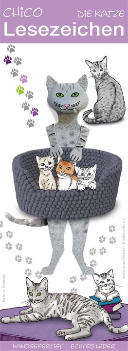 Scandinavian Bookmarks Lesezeichen Katze, grau