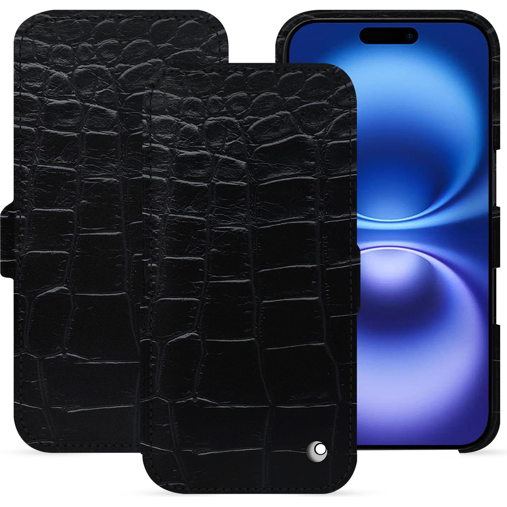 Noreve Lederschutzhülle horizontal (Apple iPhone 16), Smartphone Hülle, Schwarz