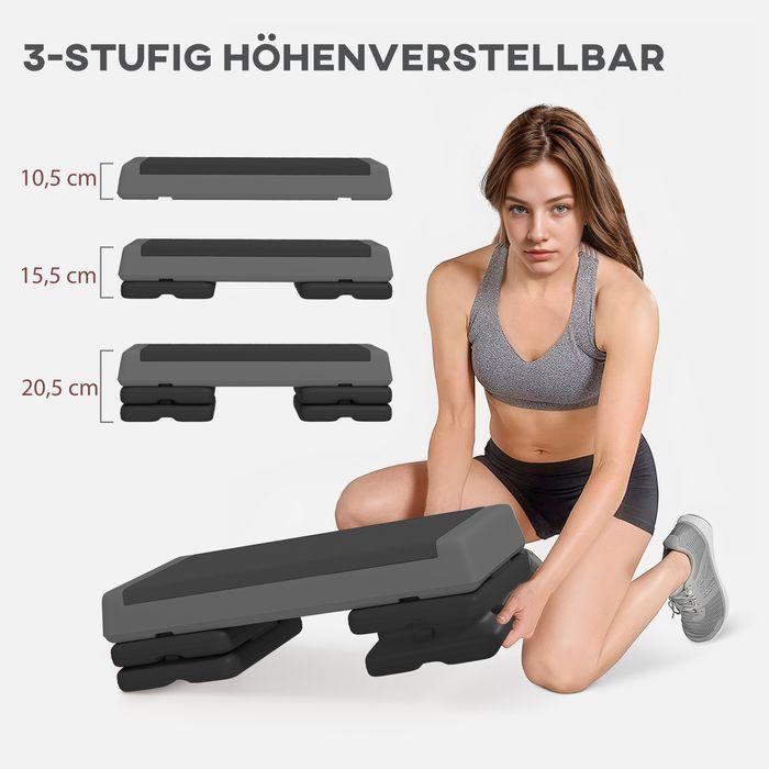 Immagine prodotto Swisshandel24 Fitness-Stepper, 10,5/15,5/20,5cm Höhenverstellbare Steppbrett für Zuhause, Grau