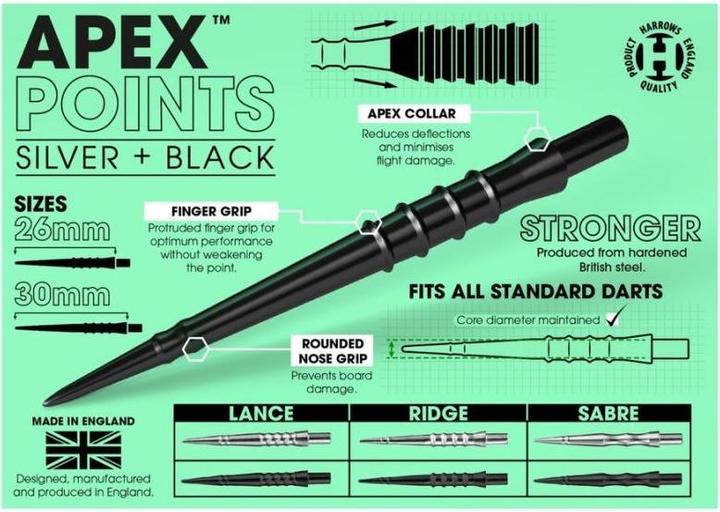 Produktbild Harrows Apex Lance Steeltip Dartspitzen