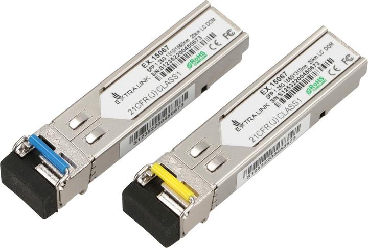 Actual product image Extralink SFP WDM 1310/1550nm | SFP Module | Single mode,, LC, DDM, Pair, dedicated for HP/Aruba