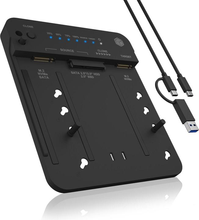 Produktbild Icy Box Klon- und DockingStation für für 2 M.2 NVMe SSDs und HDDs, IB-2913MCL-C31