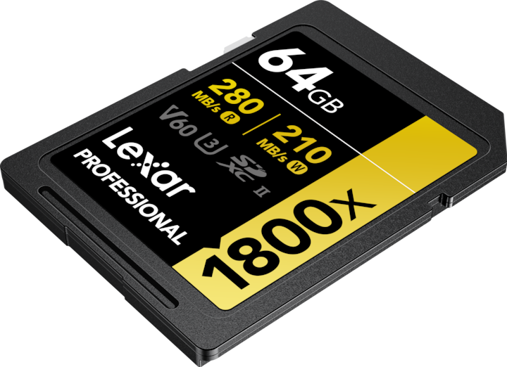 Actual product image Lexar Professional Gold Series (64 GB, SDXC, U3, UHS-II)