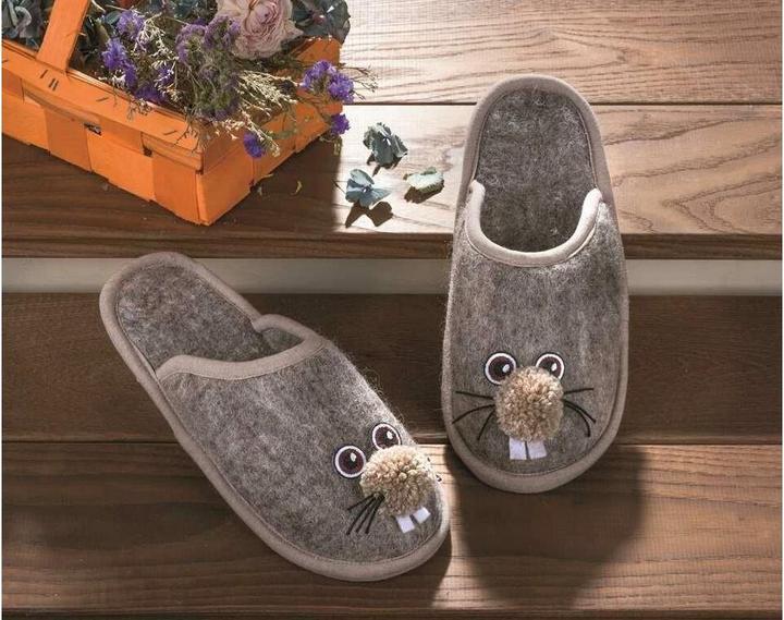 Actual product image Glorex Felt Slippers Grey, Size M (39, 40)