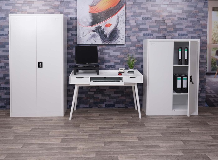 Produktbild Mendler Aktenschrank, Stahlschrank Büroschrank, 2 Türen 185x90cm weiss (185 x 90 x 40 cm)