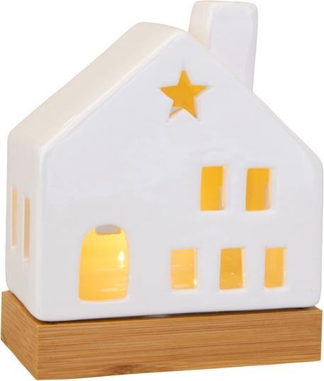 Produktbild MICA Living Keramik-Haus mit LED-Beleuchtung - ca. 11,5 x 6,5 x 14 cm