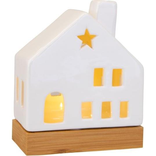 MICA Living, Weihnachtsbeleuchtung, Keramik-Haus mit LED-Beleuchtung - ca. 11,5 x 6,5 x 14 cm