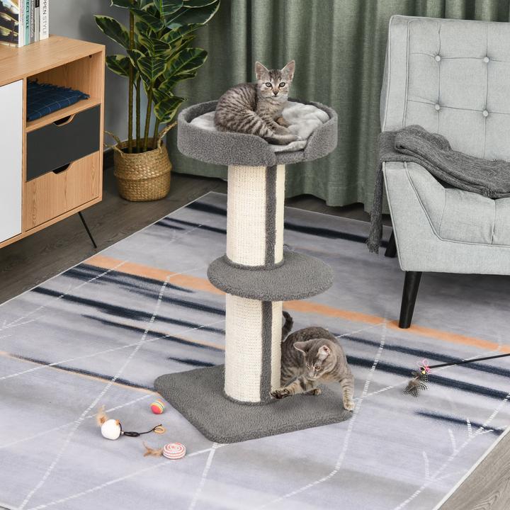 Immagine prodotto PawHut Albero per gatti con piattaforma (91 cm, Blu, Grigio)
