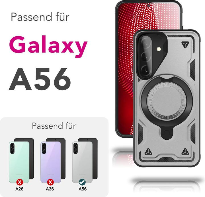 Produktbild Nalia Stormguard - Stabile Panzer Hülle mit MagSafe & 360-Grad Ringhalter - Military Cover (Samsung Galaxy A56)