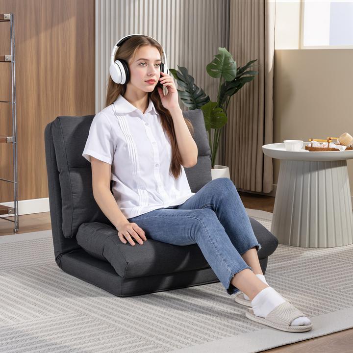 Actual product image Homcom Bodenstuhl Polyester, Metall Dunkelgrau